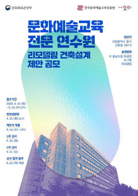 문화예술교육 전문 연수원 리모델링 건축설계 제안공모 포스터. 교육진흥원 제공